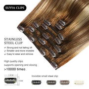 Chocolate Brown / Bleach Blonde / Chestnut Brown Balayage (#P6/613/T4) Clip In Hair Extensions
