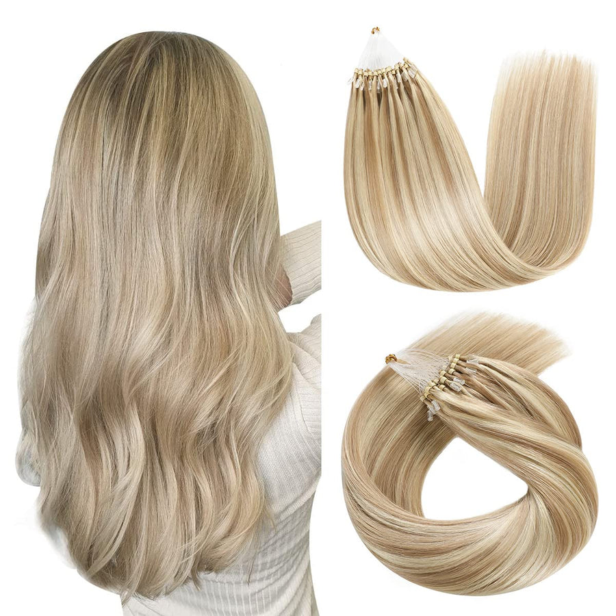 Ash Blonde / Bleach Blonde Balayage (#P18/613) Micro Loop Hair Extensions