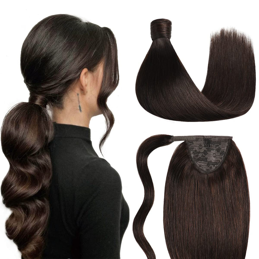 Darkest Brown (#2) Wrap Around Ponytail Extension