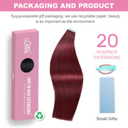 Burgundy (#99J) Tape-In Hair Extensions | 20Pcs