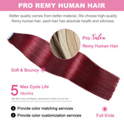 Burgundy (#99J) Tape-In Hair Extensions | 20Pcs