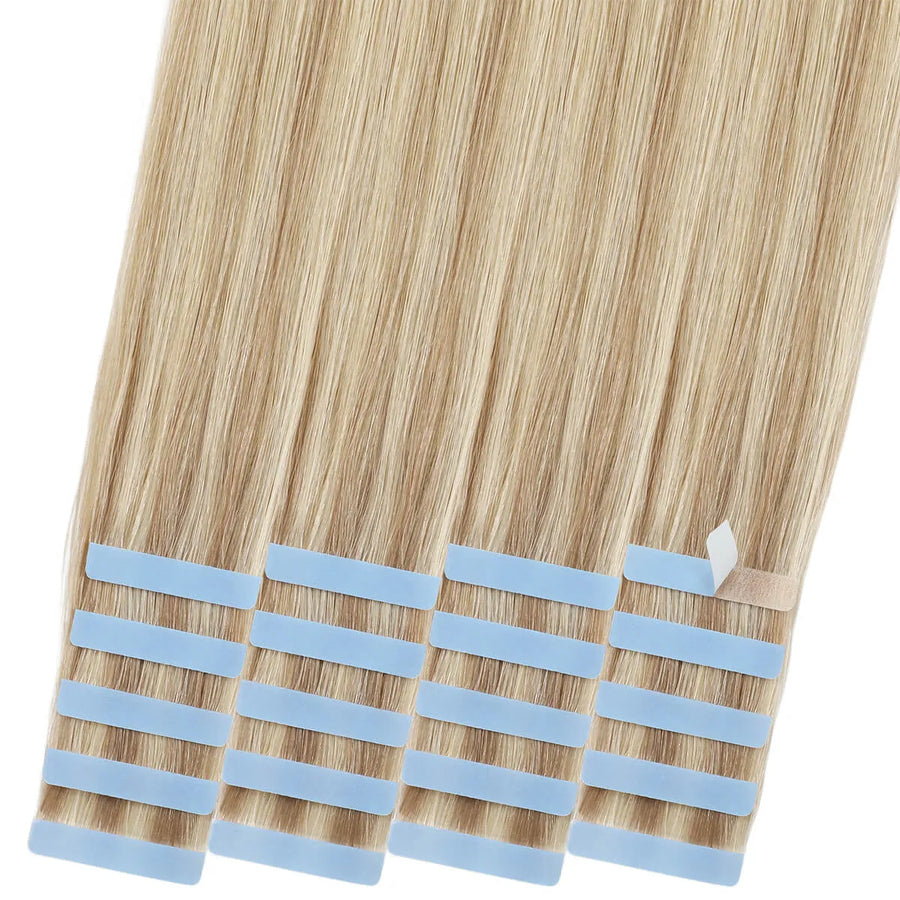 SUYYA Invisible Tape ins (#P18/613) Ash Blonde / Bleach Blonde Balayage Hair Extensions