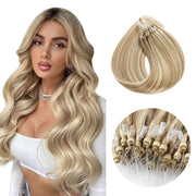 Ash Blonde / Bleach Blonde Balayage (#P18/613) Micro Loop Hair Extensions