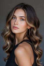 SUYYA Remy Invisible Tape ins (#P4/27/T4) Balayage Chocolate Brown / Caramel Blonde Hair Extensions 20Pcs