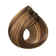 Chocolate Brown / Caramel Blonde Balayage (#P4/27/T4) Suyya Human Clip In Hair Extensions