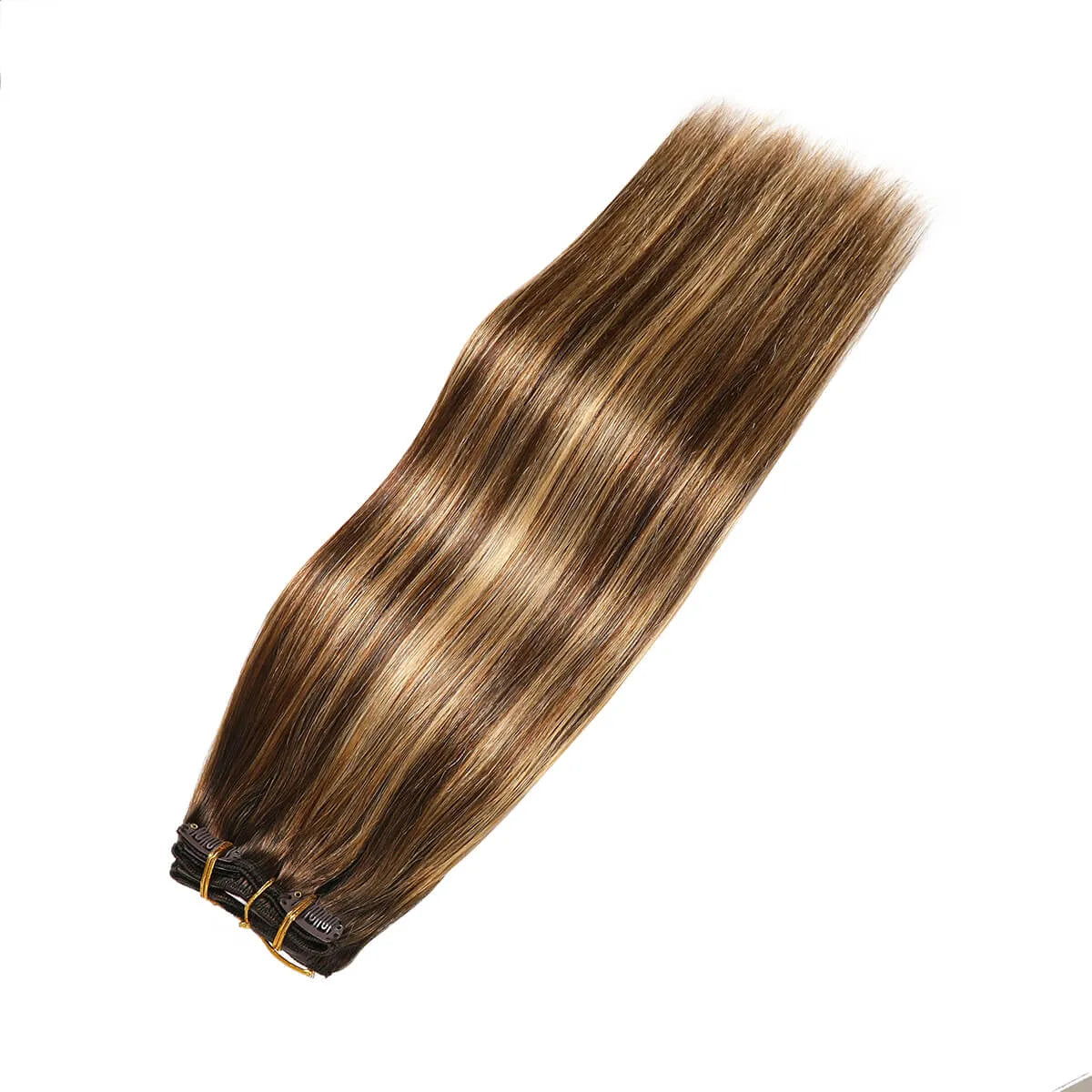 Chocolate Brown / Caramel Blonde Balayage (#P4/27/T4) Suyya Human Clip In Hair Extensions
