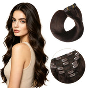 Darkest Brown (#2) Clip In Hair Extensions Suyya Human Hair