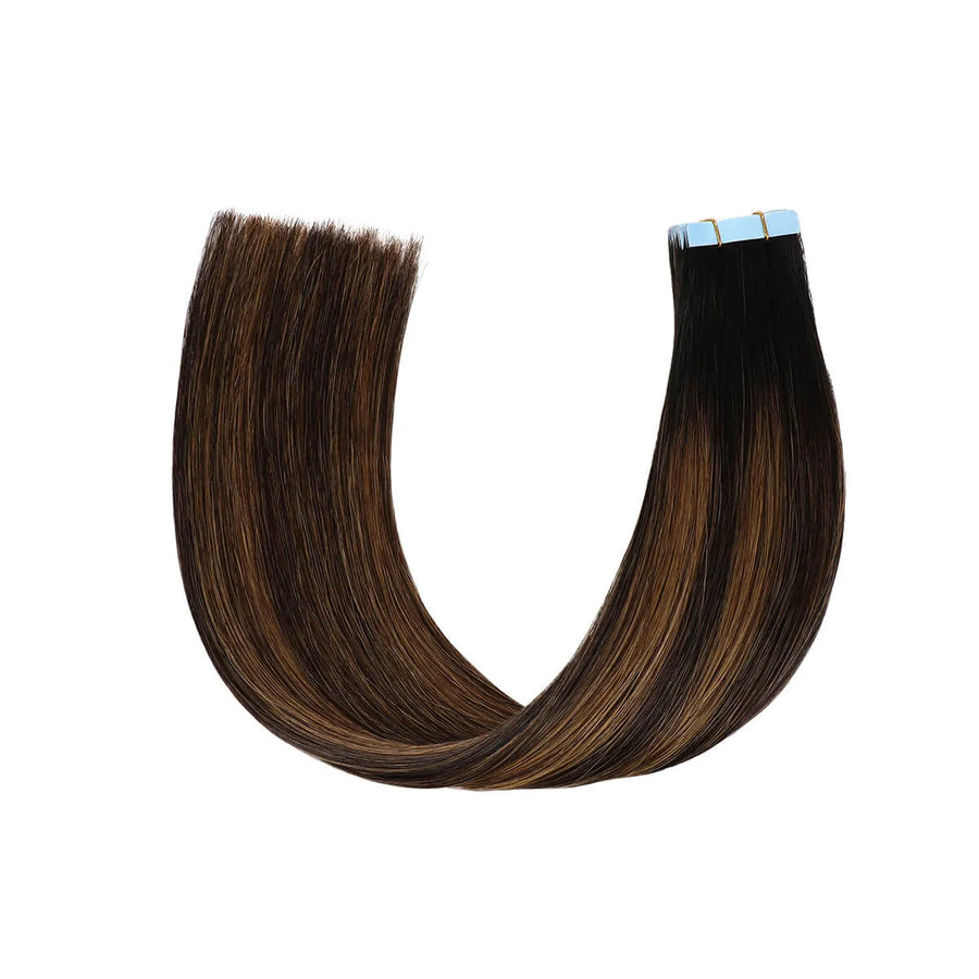 SUYYA Natural Black / Chestnut Brown Balayage (#P1B/6/T1B) Tape-In Hair Extensions | 20Pcs