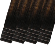 SUYYA Invisible Tape in Hair Extensions (#P1B/6/T1B) Natural Black / Chestnut Brown Balayage