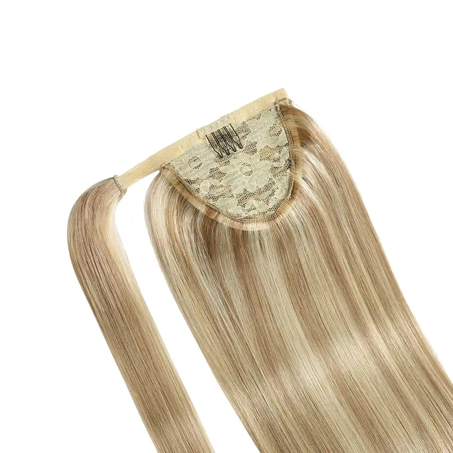 Ash Blonde / Bleach Blonde Balayage (#P18/613) Wrap Around Ponytail Extension