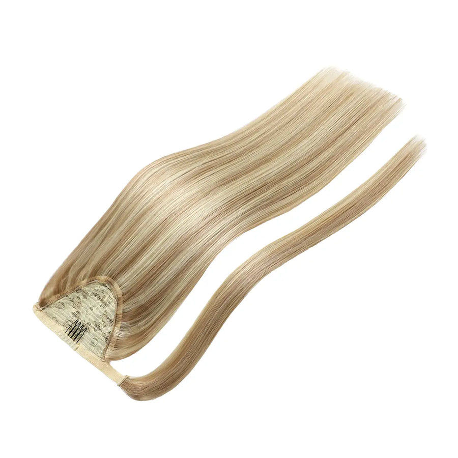 Ash Blonde / Bleach Blonde Balayage (#P18/613) Wrap Around Ponytail Extension