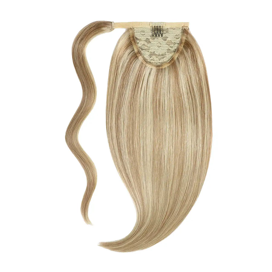 Ash Blonde / Bleach Blonde Balayage (#P18/613) Wrap Around Ponytail Extension