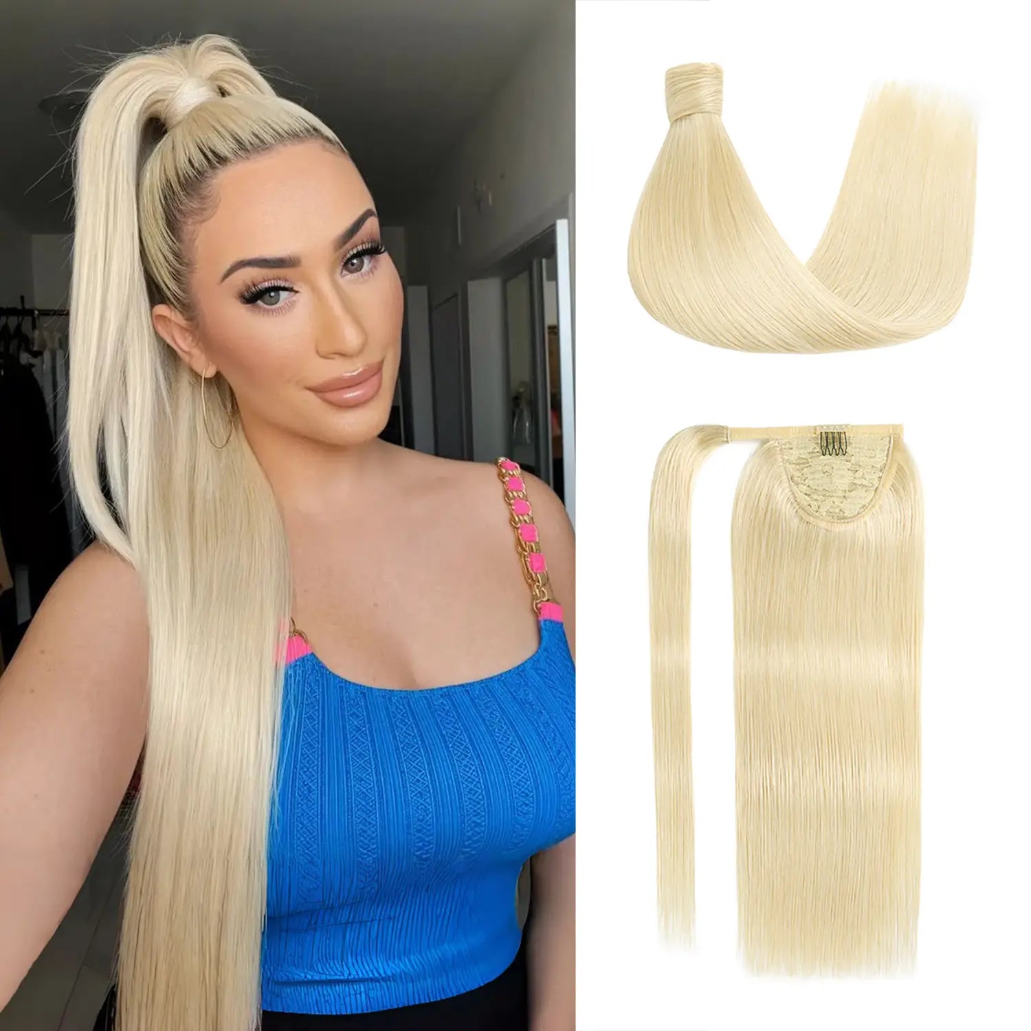 Platinum Blonde (#60) Wrap Around Ponytail Extension