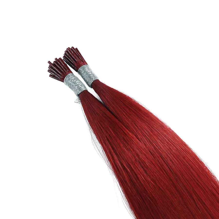 SUYYA Virgin Human Hair Prebonded I Tip Extensions Stick Tip Cold Fusion Hair #RED