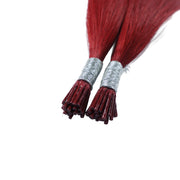 SUYYA Virgin Human Hair Prebonded I Tip Extensions Stick Tip Cold Fusion Hair #RED