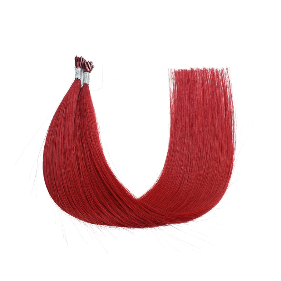 SUYYA Virgin Human Hair Prebonded I Tip Extensions Stick Tip Cold Fusion Hair #RED