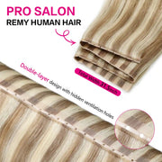 SUYYA Butterfly Weft Hair Extensions Ash Blonde / Bleach Blonde Balayage (#P18/613) Remy Human Hair