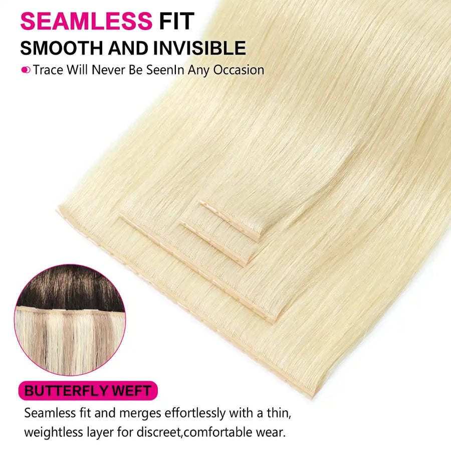 SUYYA Butterfly Weft 100% Real Remy Human Hair Extensions Platinum Blonde (#60)