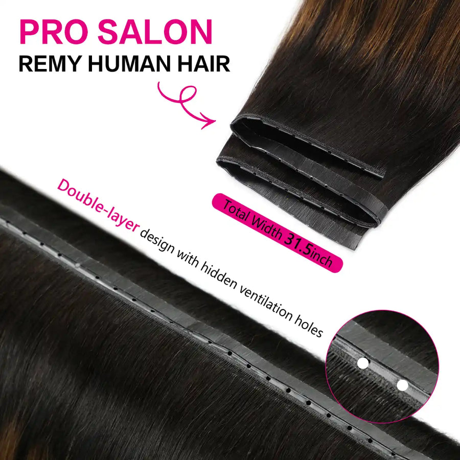SUYYA Butterfly Weft Hair Extensions Natural Black / Chestnut Brown Balayage (#P1B/6/T1B)