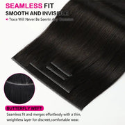 SUYYA 100% Virgin Human Hair Butterfly Weft Hair Extensions Natural Black (#1B)