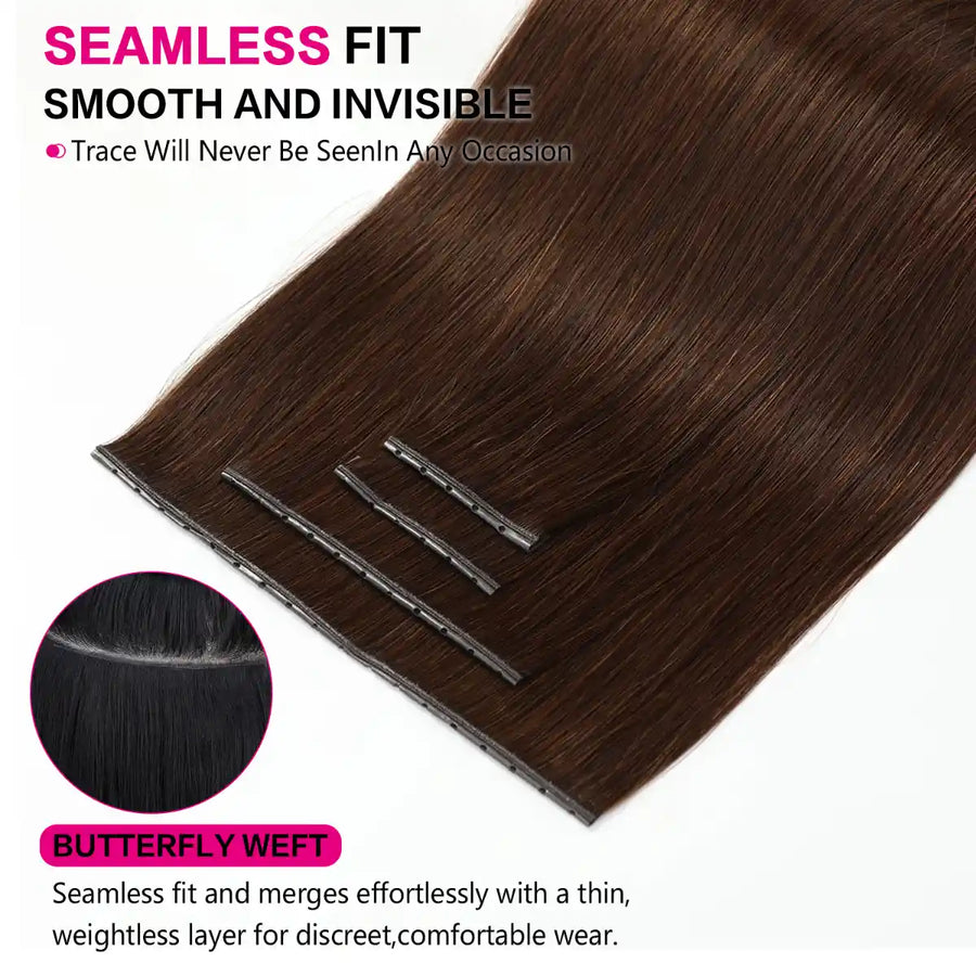 SUYYA Butterfly Weft Luxy Human Hair ExtensionsDarkest Brown (#2)