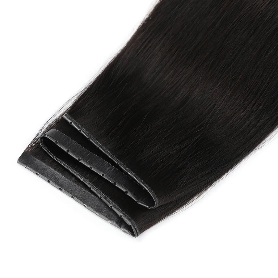 SUYYA 100% Virgin Human Hair Butterfly Weft Hair Extensions Natural Black (#1B)