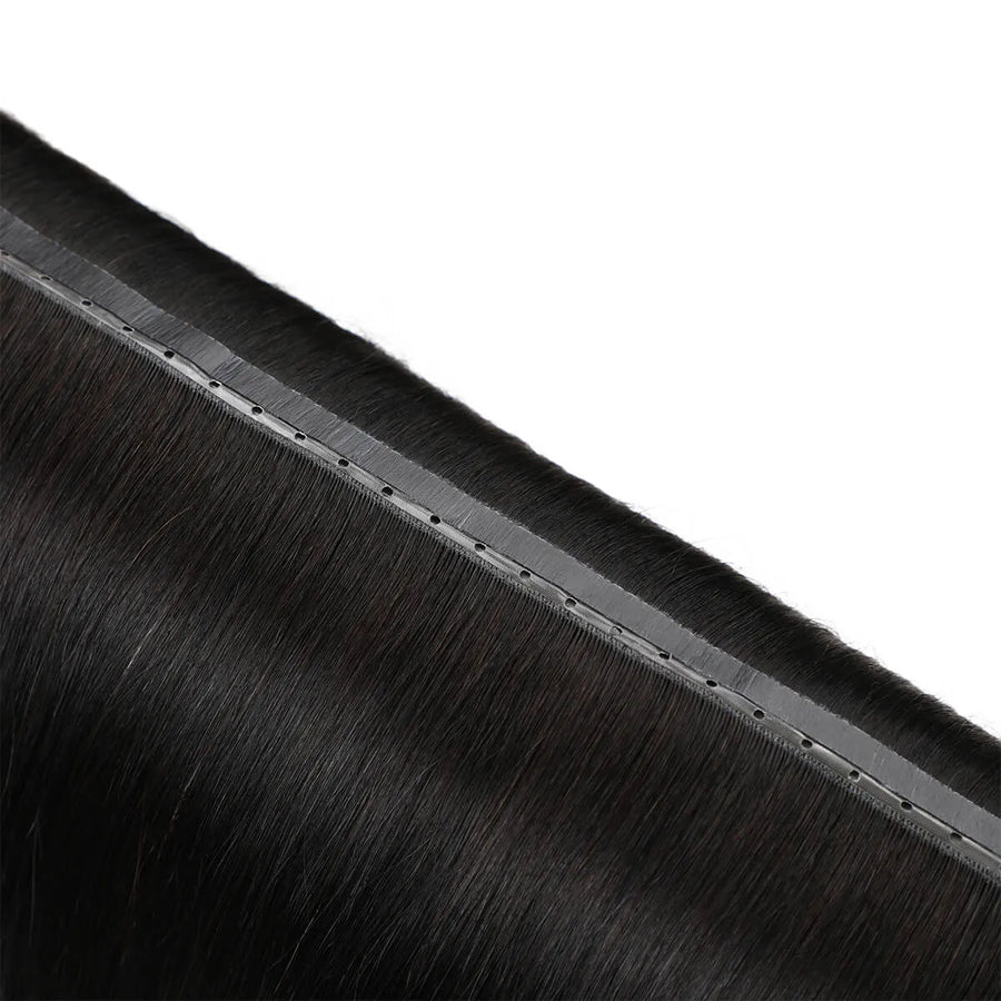 SUYYA 100% Virgin Human Hair Butterfly Weft Hair Extensions Natural Black (#1B)