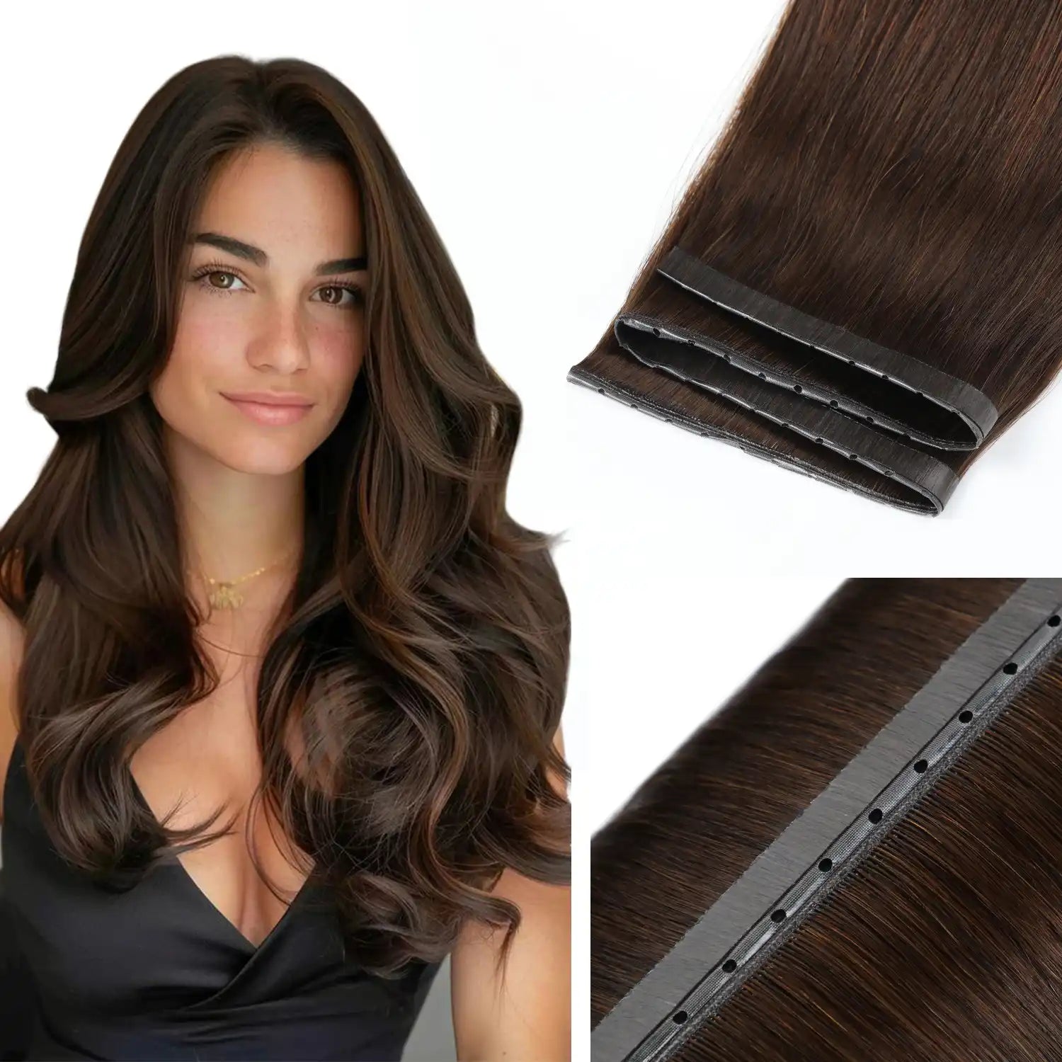 SUYYA Butterfly Weft Luxy Human Hair ExtensionsDarkest Brown (#2)
