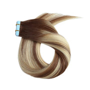 SUYYA Chocolate Brown / Bleach Blonde / Chestnut Brown Balayage (#P6/613/T4) Tape-In Hair Extensions | 20Pcs