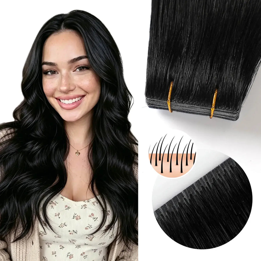 SUYYA Invisible Tape in Hair Extensions Jet Black (#1)