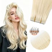 SUYYA Invisible Tape ins  (#60) Platinum Blonde Human Hair Extensions 20Pcs