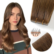 SUYYA Invisible Tape ins (#6) Chestnut Brown Human Hair Extensions 20Pcs