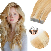 SUYYA Invisible Tape ins (#P27/613) Strawberry Blonde / Bleach Blonde Balayage  Hair Extensions