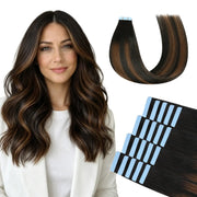 SUYYA Natural Black / Chestnut Brown Balayage (#P1B/6/T1B) Tape-In Hair Extensions | 20Pcs