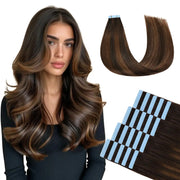 SUYYA Remy Tape-In Hair Extensions Darkest Brown Balayage (#P2/6/T2) 20Pcs