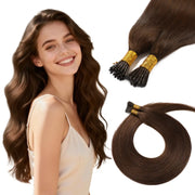 SUYYA Virgin Human Hair Prebonded I Tip Extensions Stick Tip Cold Fusion Hair Chocolate Brown (#4)