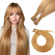 SUYYA Virgin Human Hair Prebonded I Tip Extensions Stick Tip Cold Fusion Hair Strawberry Blonde (#P27)