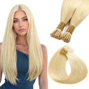 SUYYA Virgin Human Hair Prebonded I Tip Extensionsr Stick Tip Cold Fusion Hair Bleach Blonde (#613)