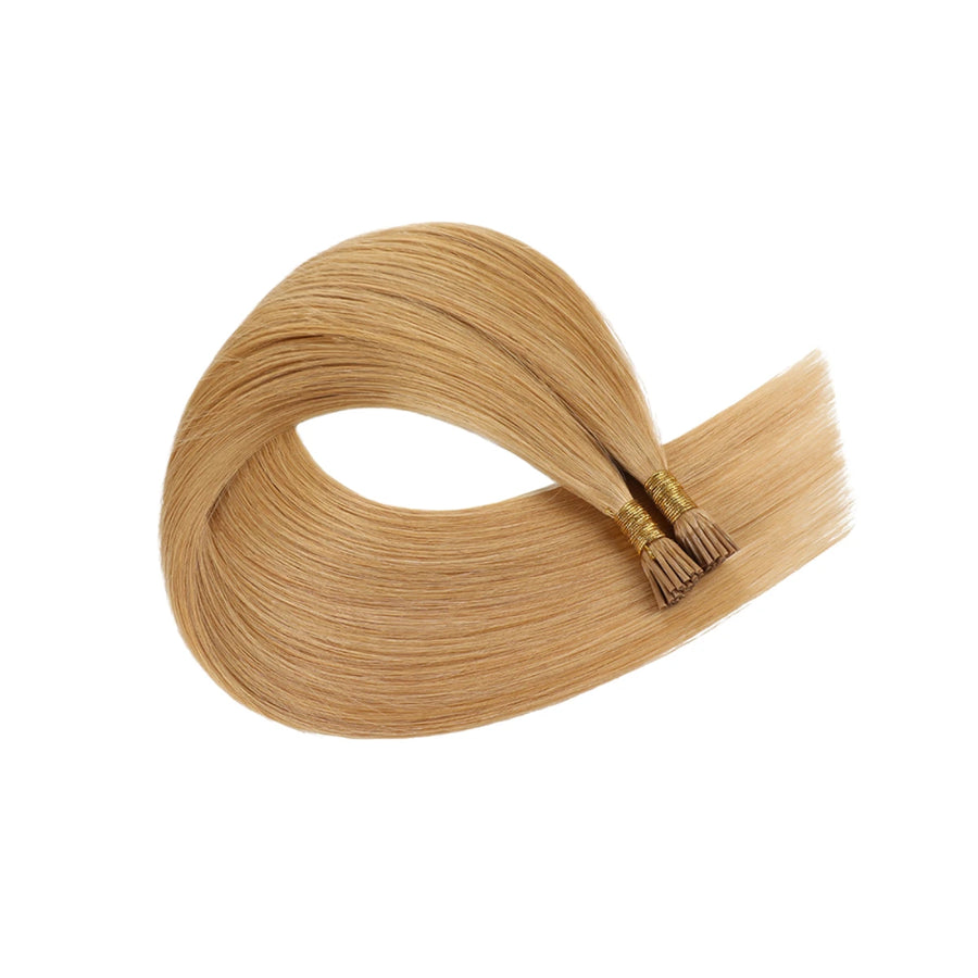 SUYYA Virgin Human Hair Prebonded I Tip Extensions Stick Tip Cold Fusion Hair Strawberry Blonde (#P27)