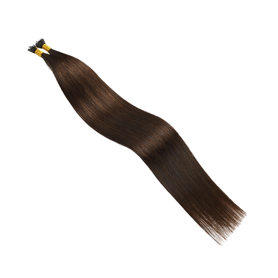 SUYYA Virgin Human Hair Prebonded I Tip Extensions Stick Tip Cold Fusion Hair  Darkest Brown (#2)