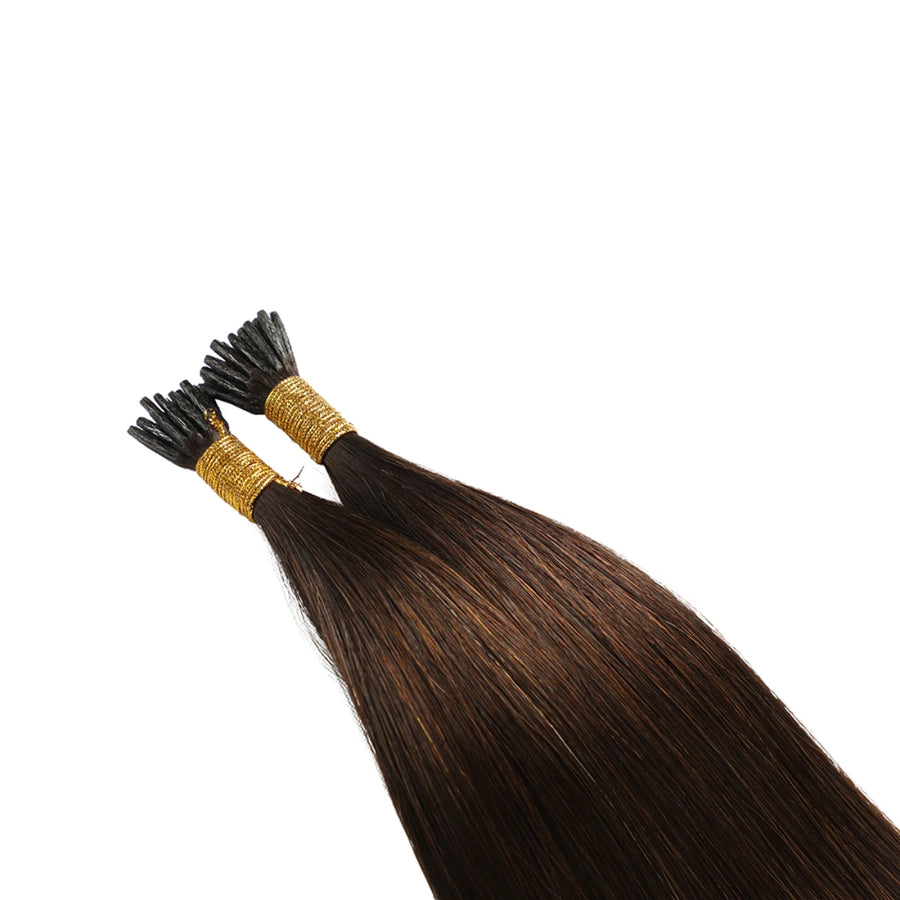 SUYYA Virgin Human Hair Prebonded I Tip Extensions Stick Tip Cold Fusion Hair  Darkest Brown (#2)