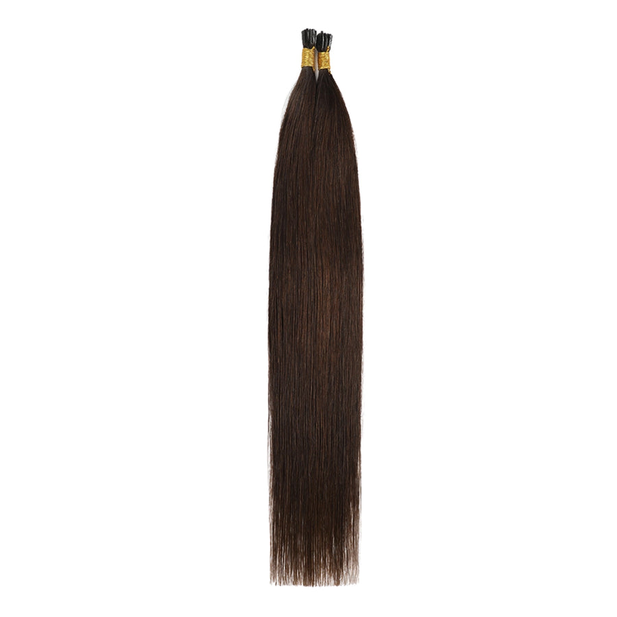 SUYYA Virgin Human Hair Prebonded I Tip Extensions Stick Tip Cold Fusion Hair  Darkest Brown (#2)