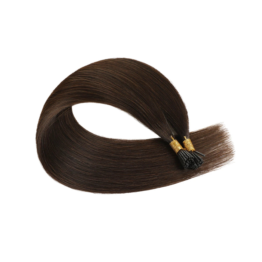 SUYYA Virgin Human Hair Prebonded I Tip Extensions Stick Tip Cold Fusion Hair  Darkest Brown (#2)