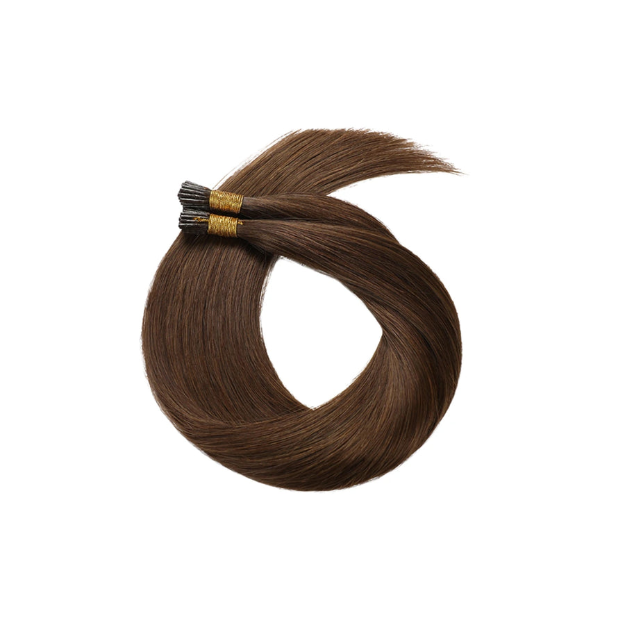 SUYYA Virgin Human Hair Prebonded I Tip Extensions Stick Tip Cold Fusion Hair Chocolate Brown (#4)