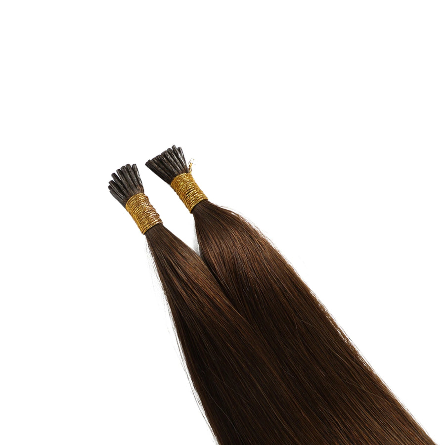 SUYYA Virgin Human Hair Prebonded I Tip Extensions Stick Tip Cold Fusion Hair Chocolate Brown (#4)