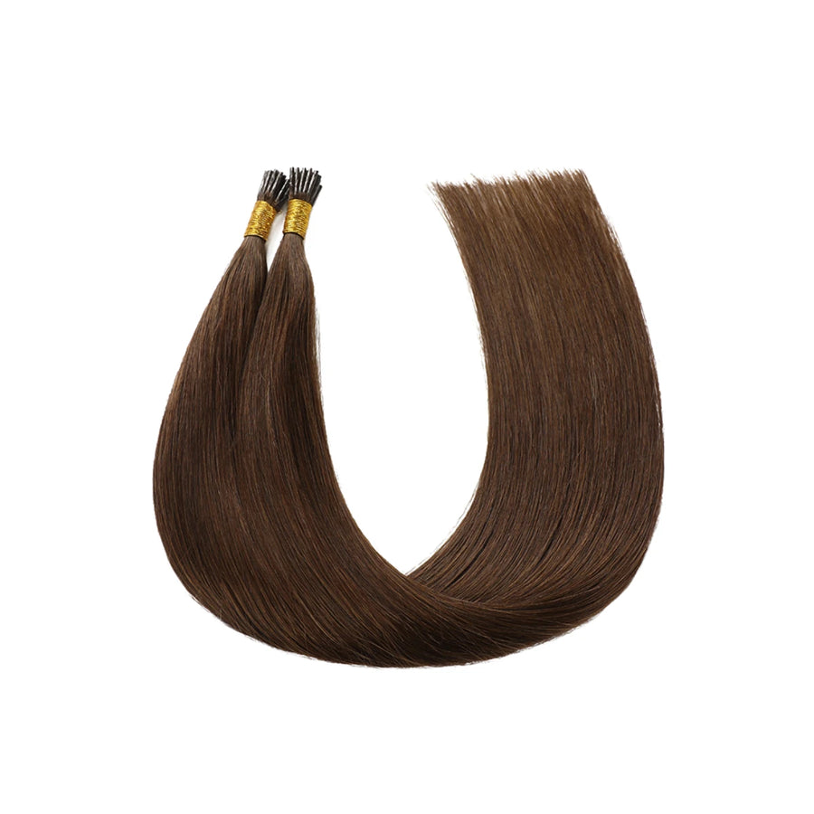 SUYYA Virgin Human Hair Prebonded I Tip Extensions Stick Tip Cold Fusion Hair Chocolate Brown (#4)