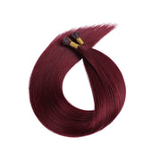 SUYYA Virgin Human Hair Prebonded I Tip Extensions Stick Tip Cold Fusion Hair Burgundy (#99J)