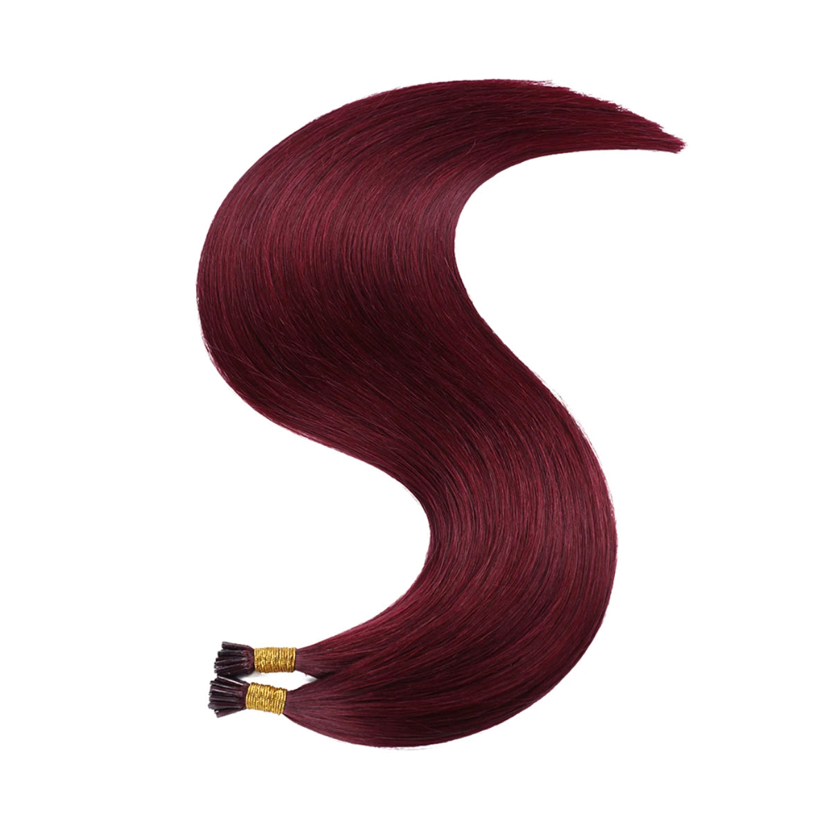 SUYYA Virgin Human Hair Prebonded I Tip Extensions Stick Tip Cold Fusion Hair Burgundy (#99J)