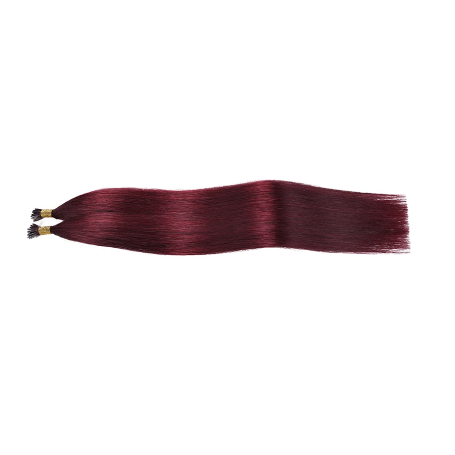 SUYYA Virgin Human Hair Prebonded I Tip Extensions Stick Tip Cold Fusion Hair Burgundy (#99J)