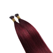 SUYYA Virgin Human Hair Prebonded I Tip Extensions Stick Tip Cold Fusion Hair Burgundy (#99J)